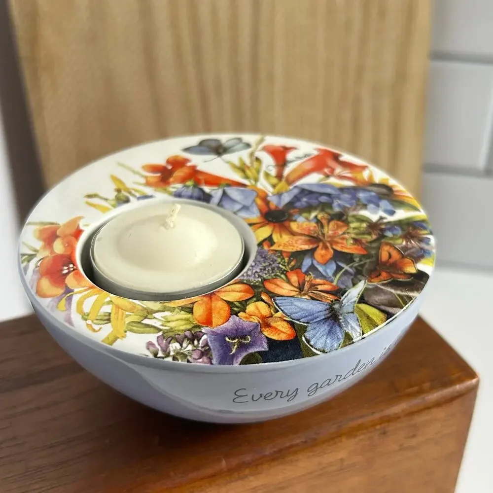 Garden Tealight Holder Marjolein Bastin Butterfly Lilies Sweet Pea Garden Quote